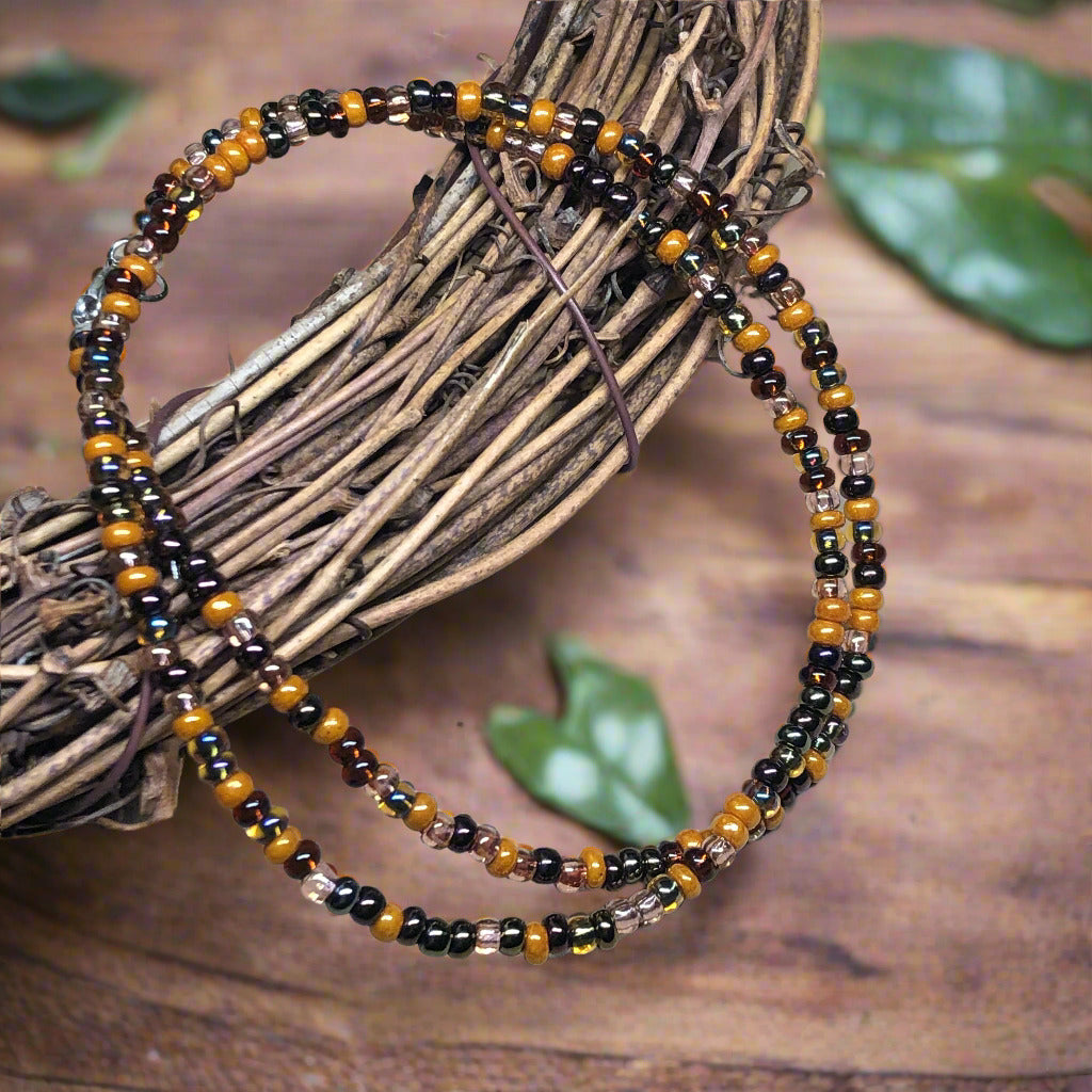 Hyde - Chocolate and coffee glass beaded choker necklace