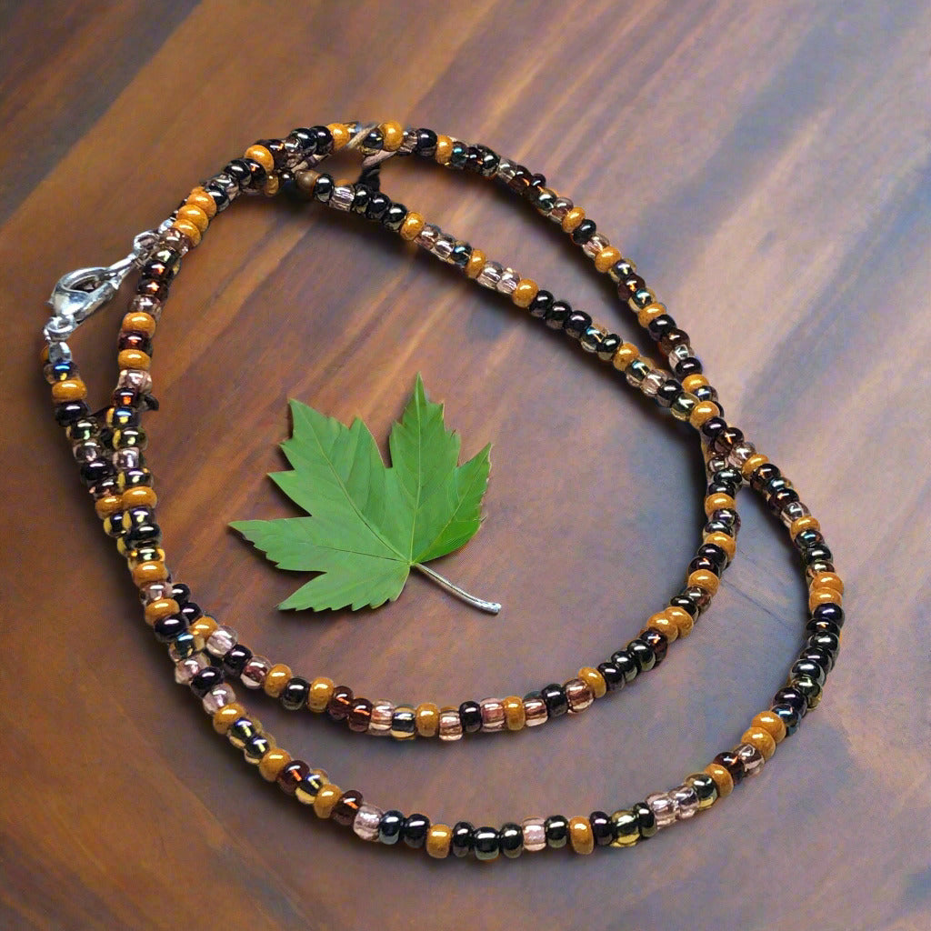 Hyde - Chocolate and coffee glass beaded choker necklace
