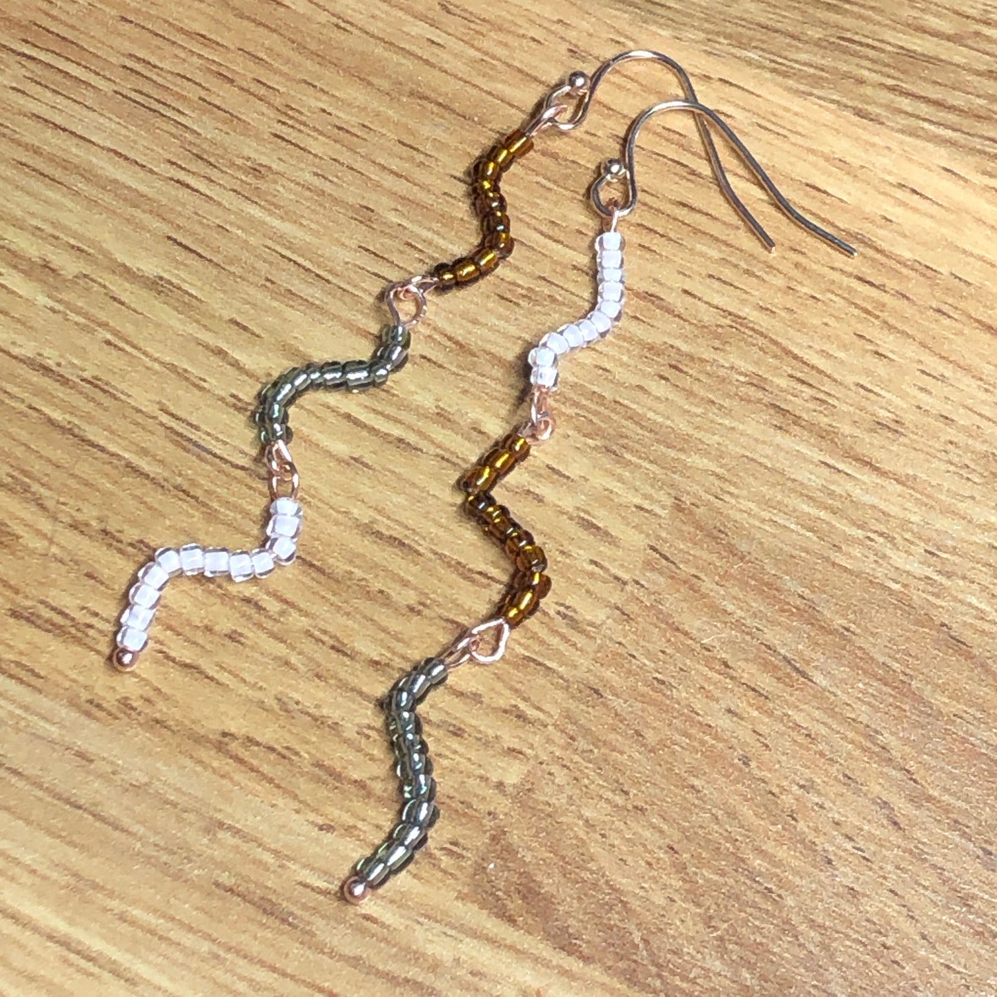 Get a Wiggle On - long seed bead glass earrings