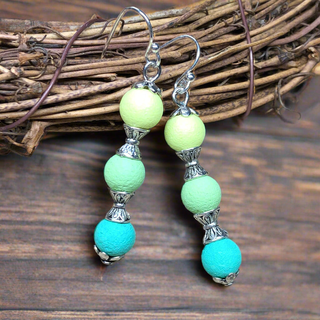 Terra - Fresh green lava stone earrings