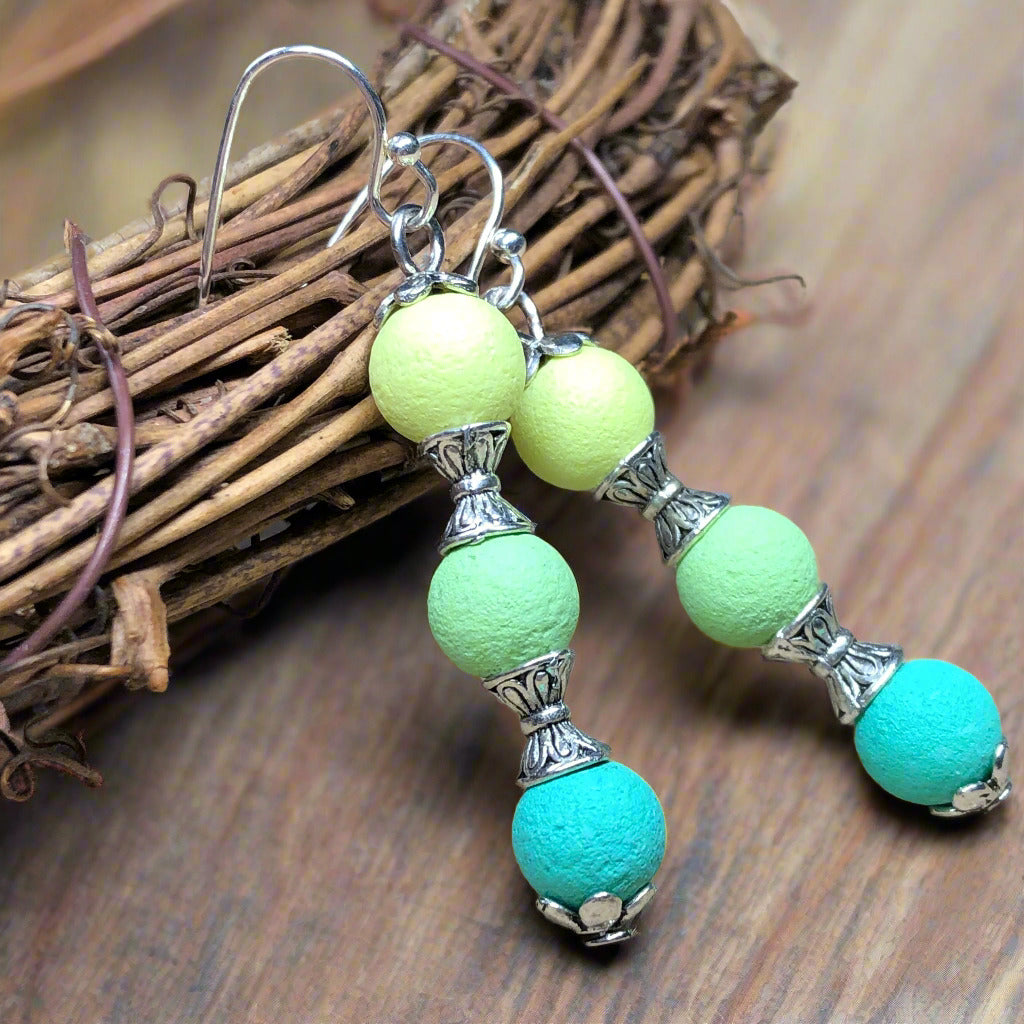 Terra - Fresh green lava stone earrings