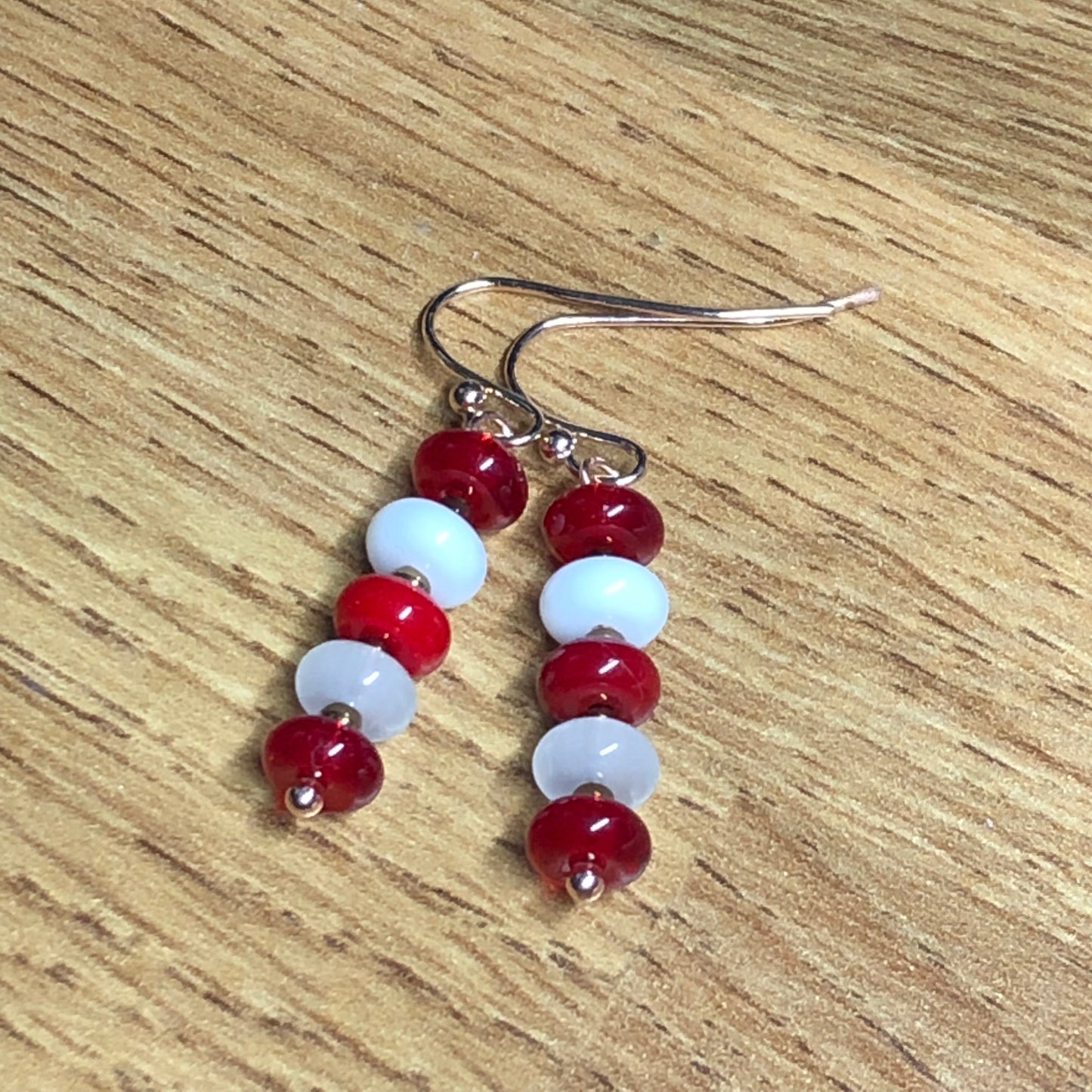 Crimson Stripe - eye catching glass earrings