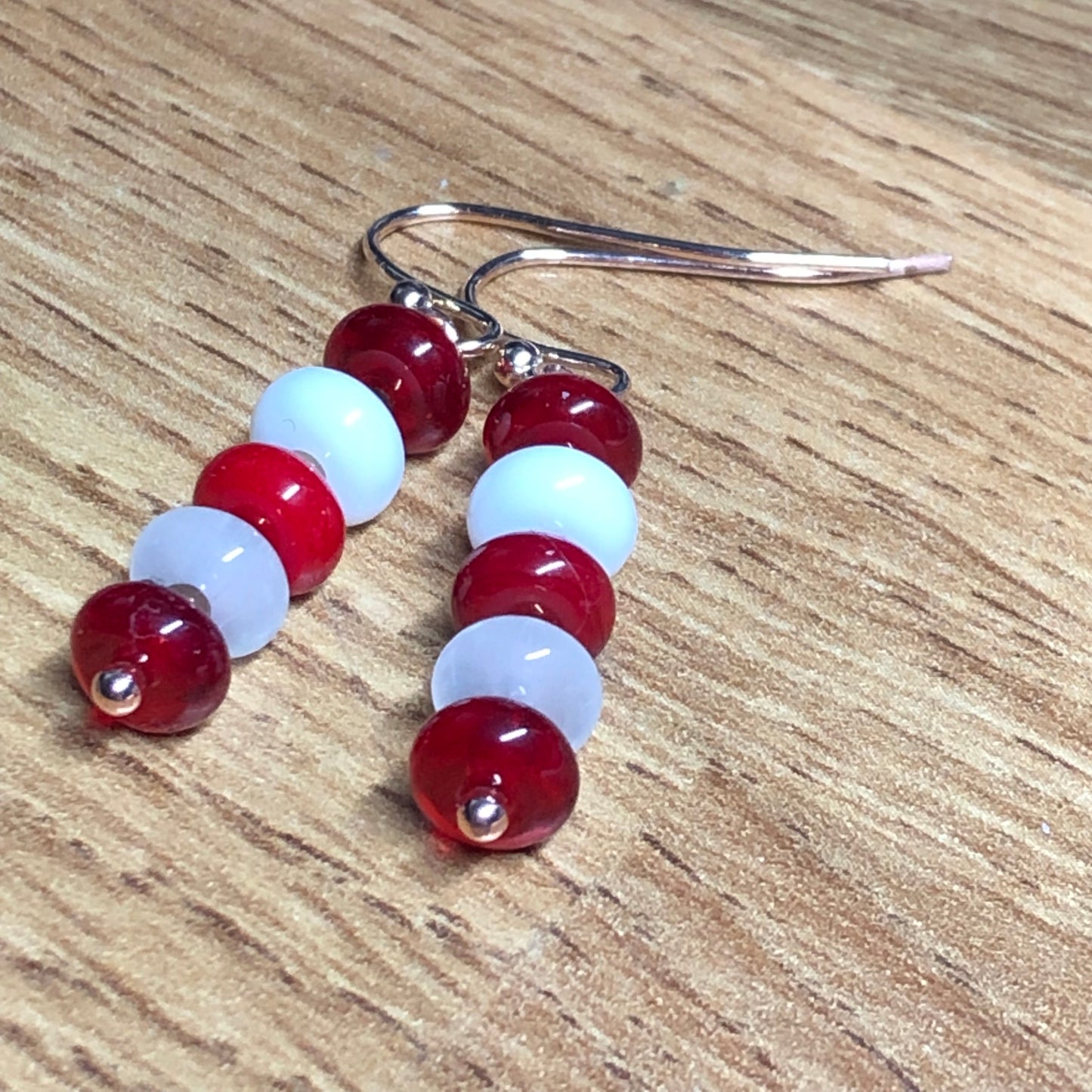Crimson Stripe - eye catching glass earrings