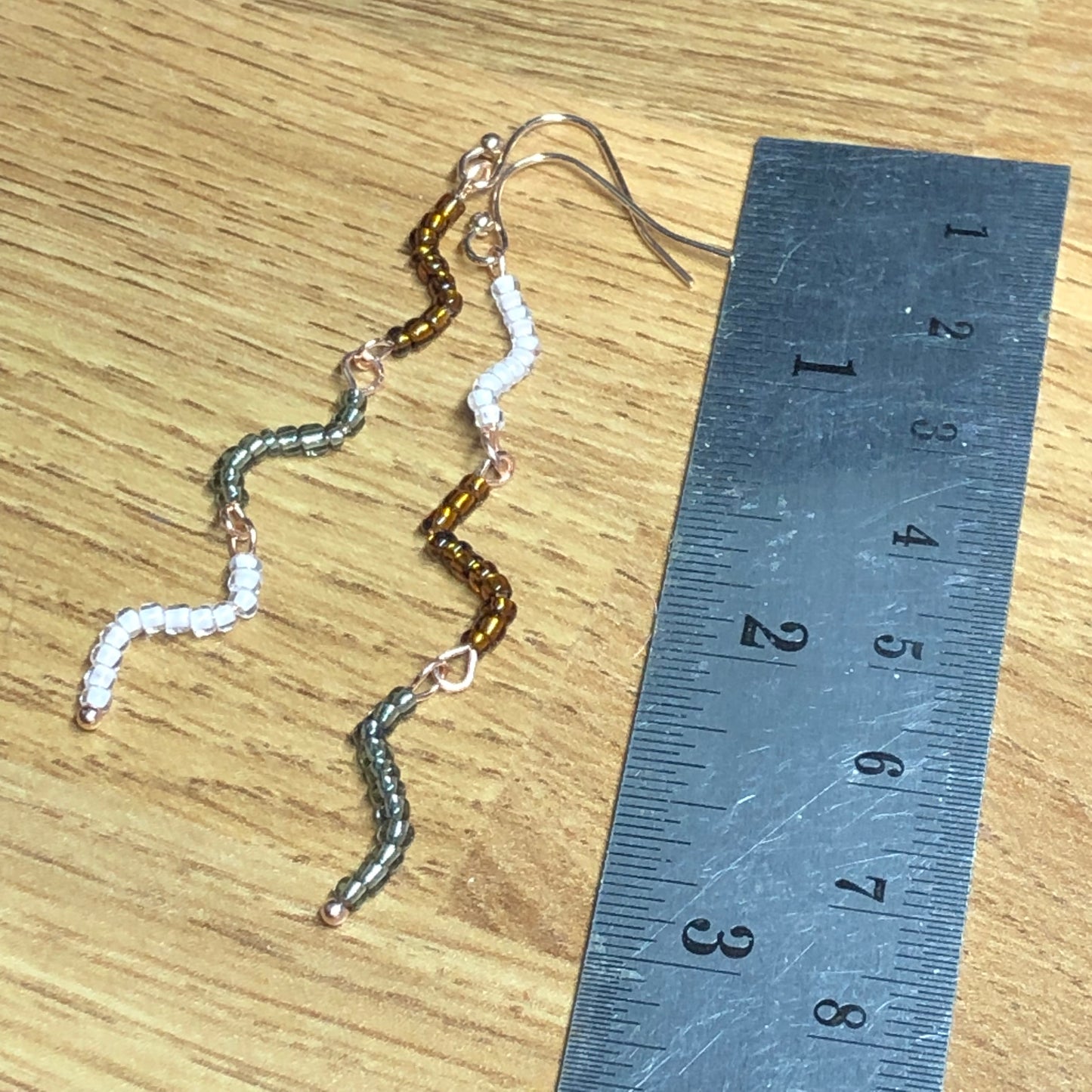 Get a Wiggle On - long seed bead glass earrings