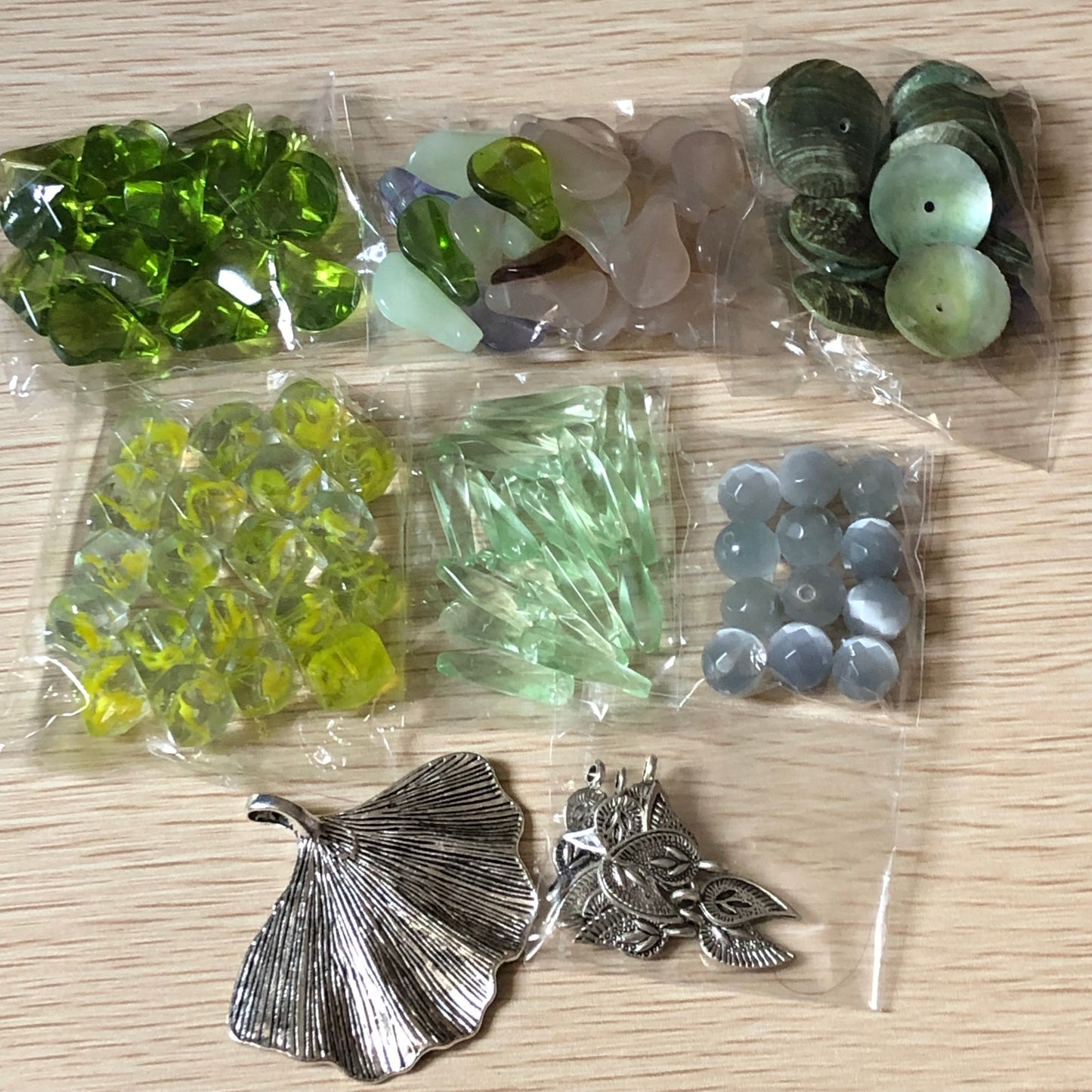 Bead and charm jewellery making bundle 13 with ginkgo and leaves