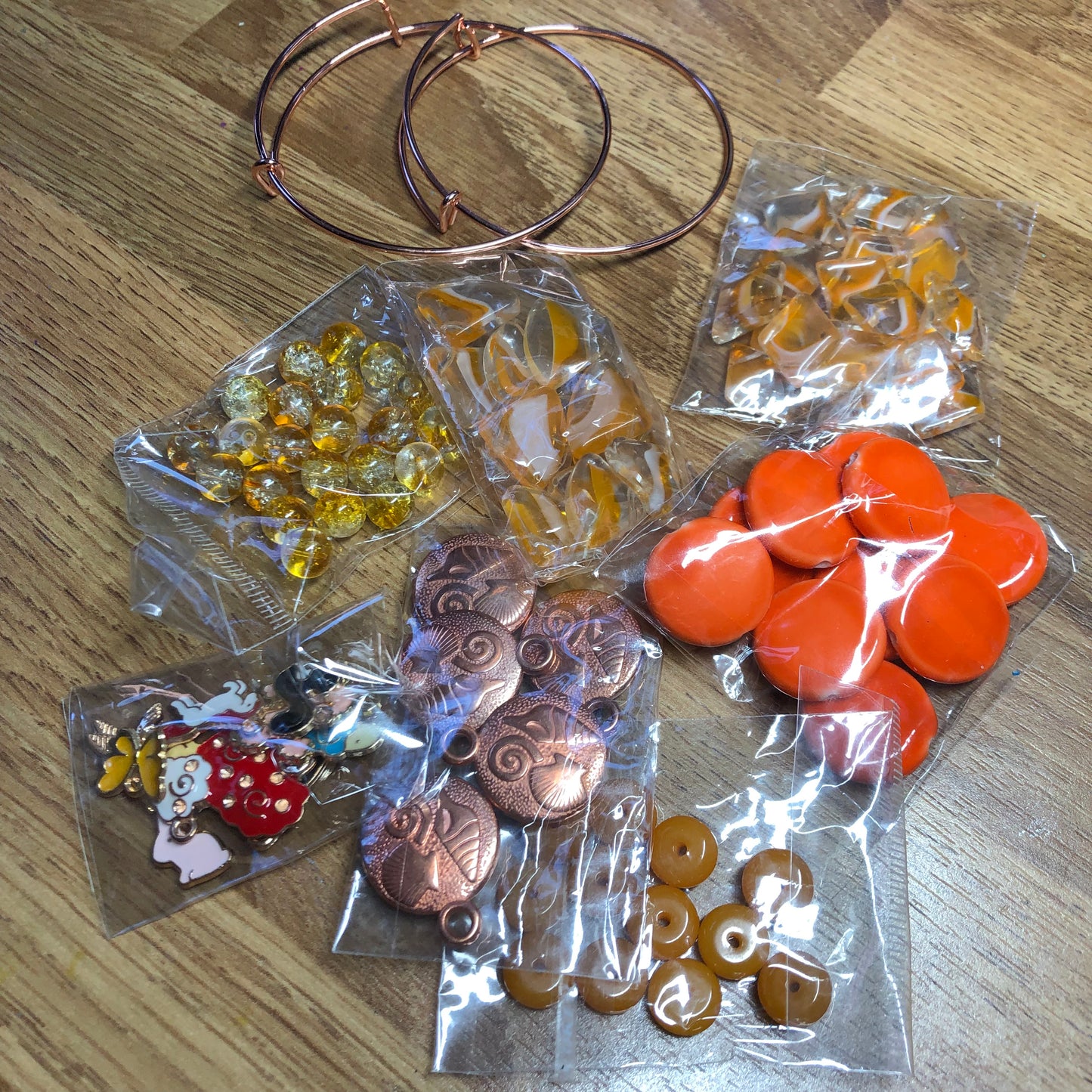 Orange bead and charm bundle pack 02
