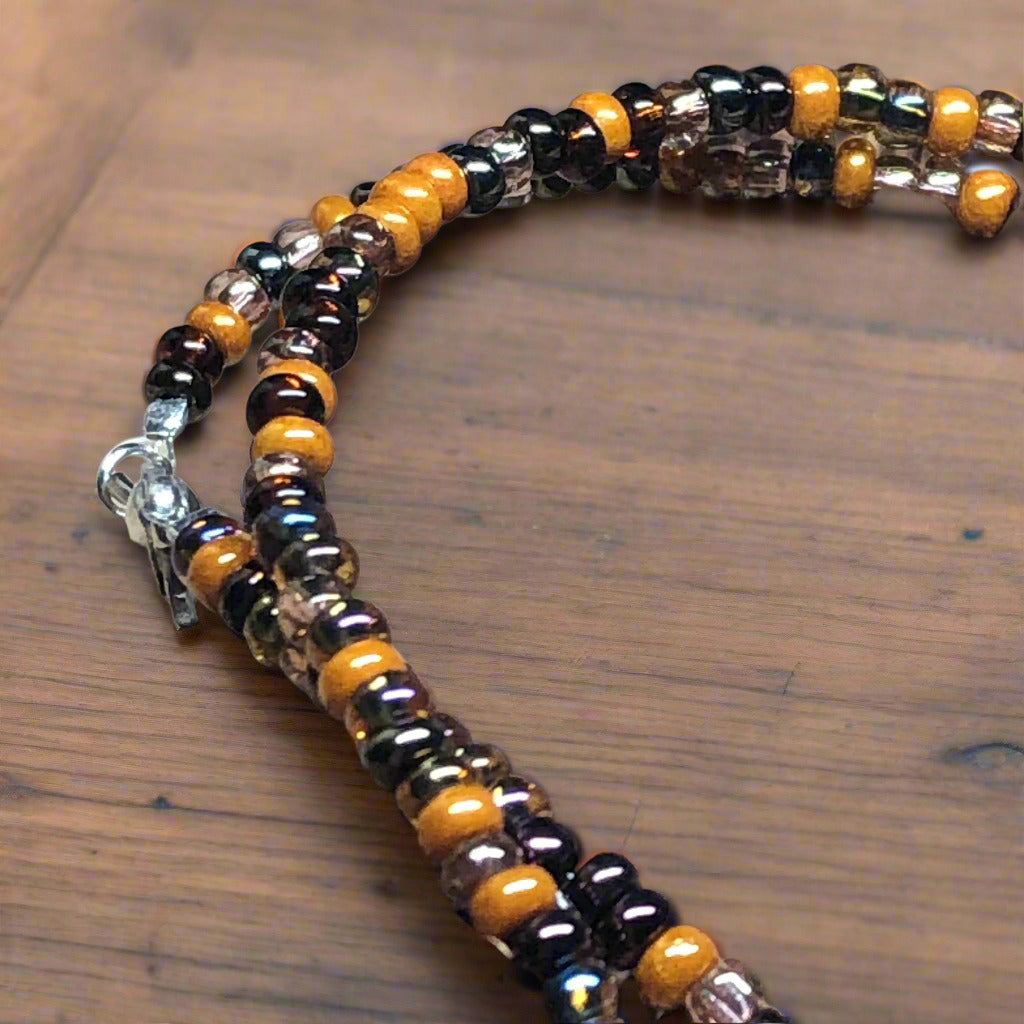 Hyde - Chocolate and coffee glass beaded choker necklace