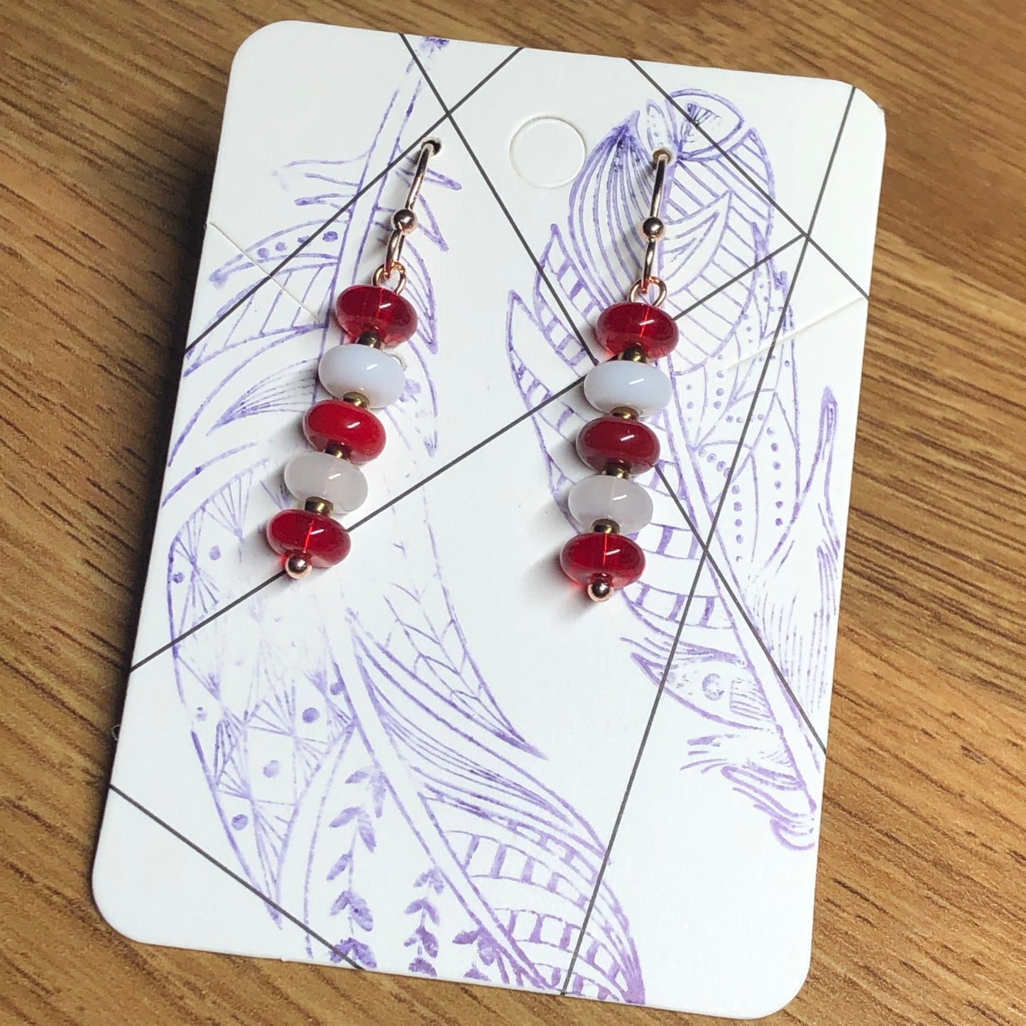 Crimson Stripe - eye catching glass earrings