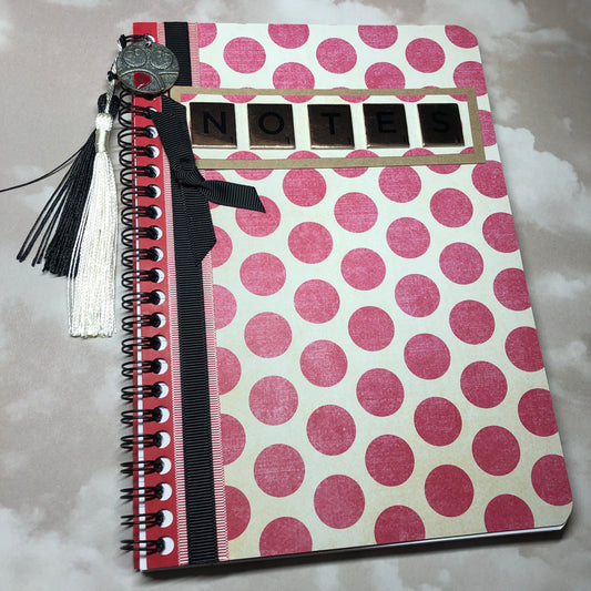 Hand decorated upcycled diary book - Dotty Notes