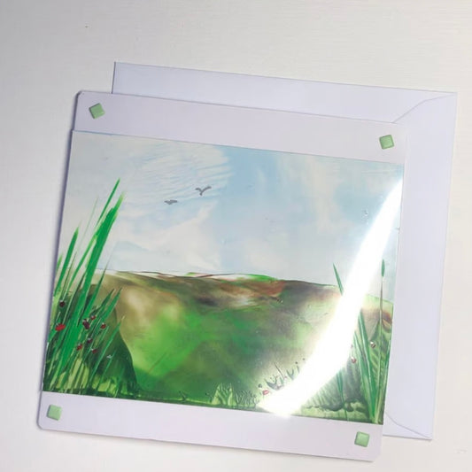 Landscape - Encaustic art wax landscape painting greeting card art