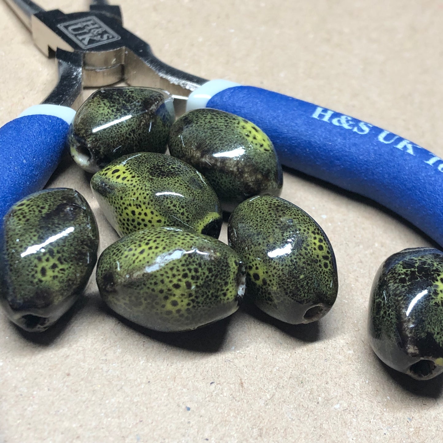 Green dragon egg clay beads