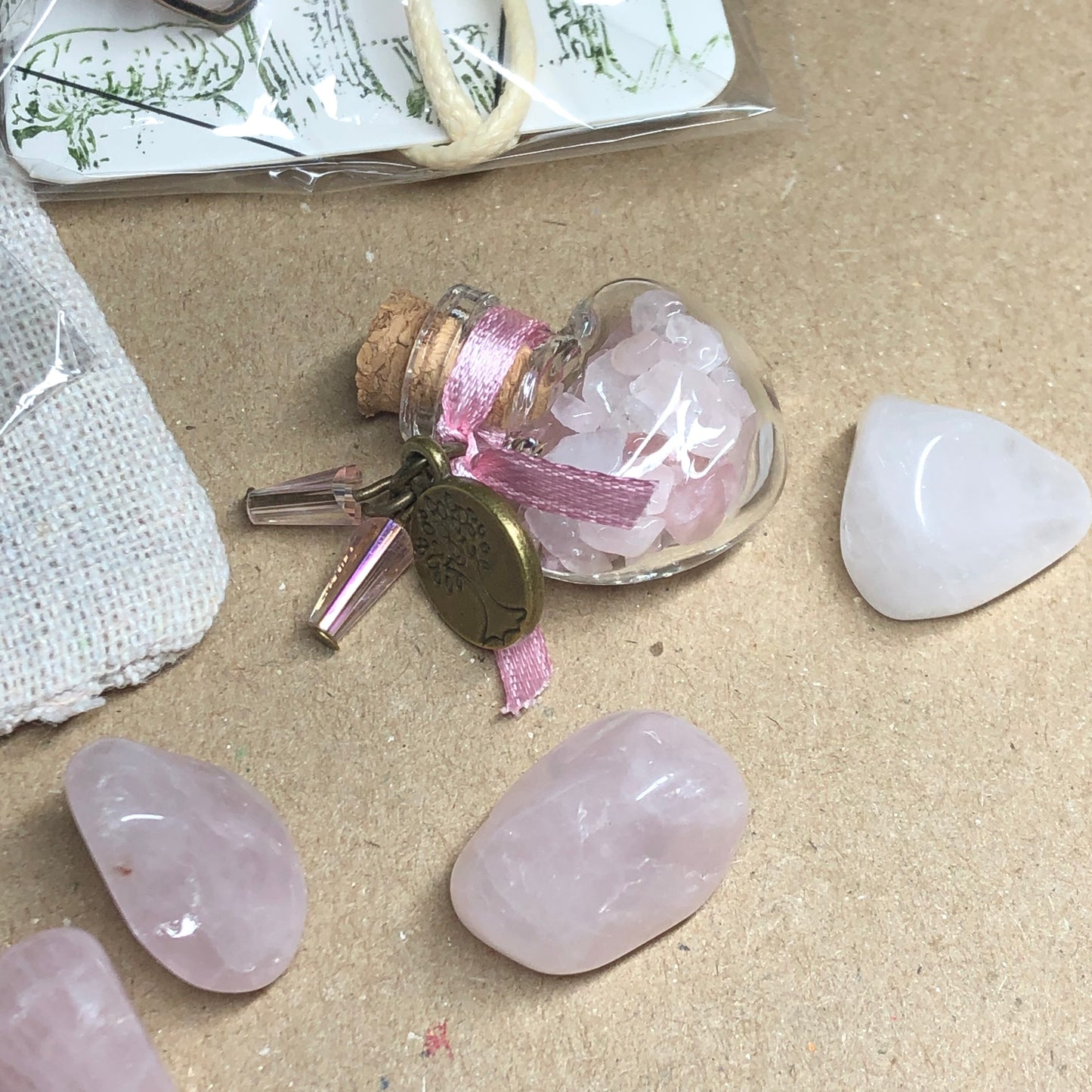 Cora - Rose Quartz handmade necklace and earrings gift set
