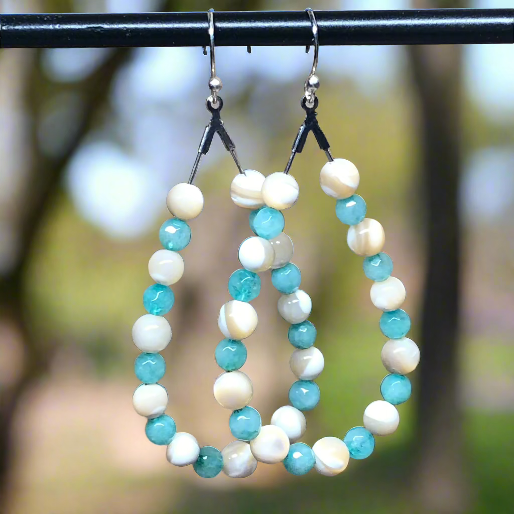 Pride - Emerald and Pearl hoop earrings