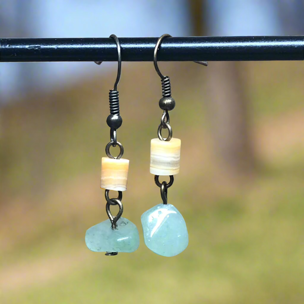 Hestia - Amazonite and Crazy Lace Agate earrings