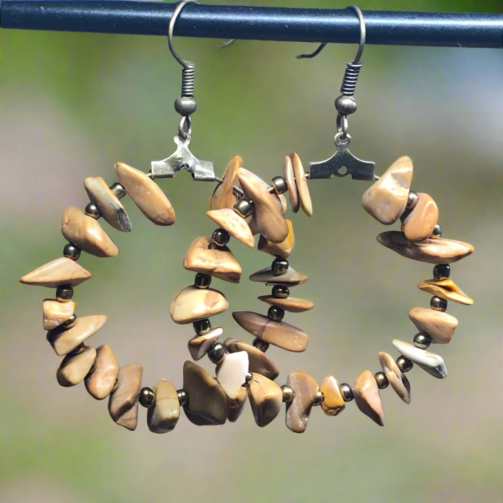 Khione - Mookaite chip hoop earrings