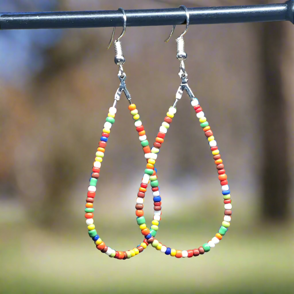 Sprinkles - glass peardrop hoop earrings