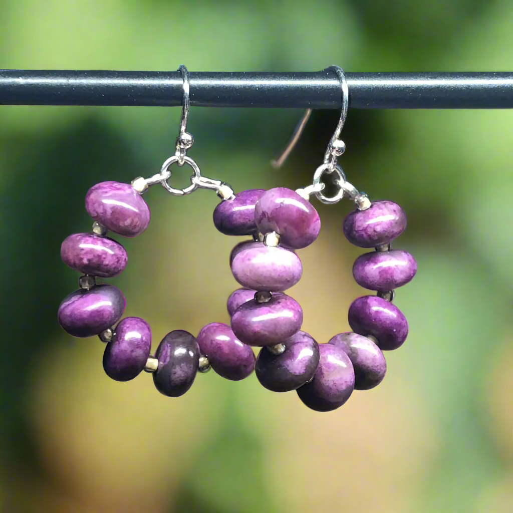Isis - Purple knobbly Sugilite hoop earrings