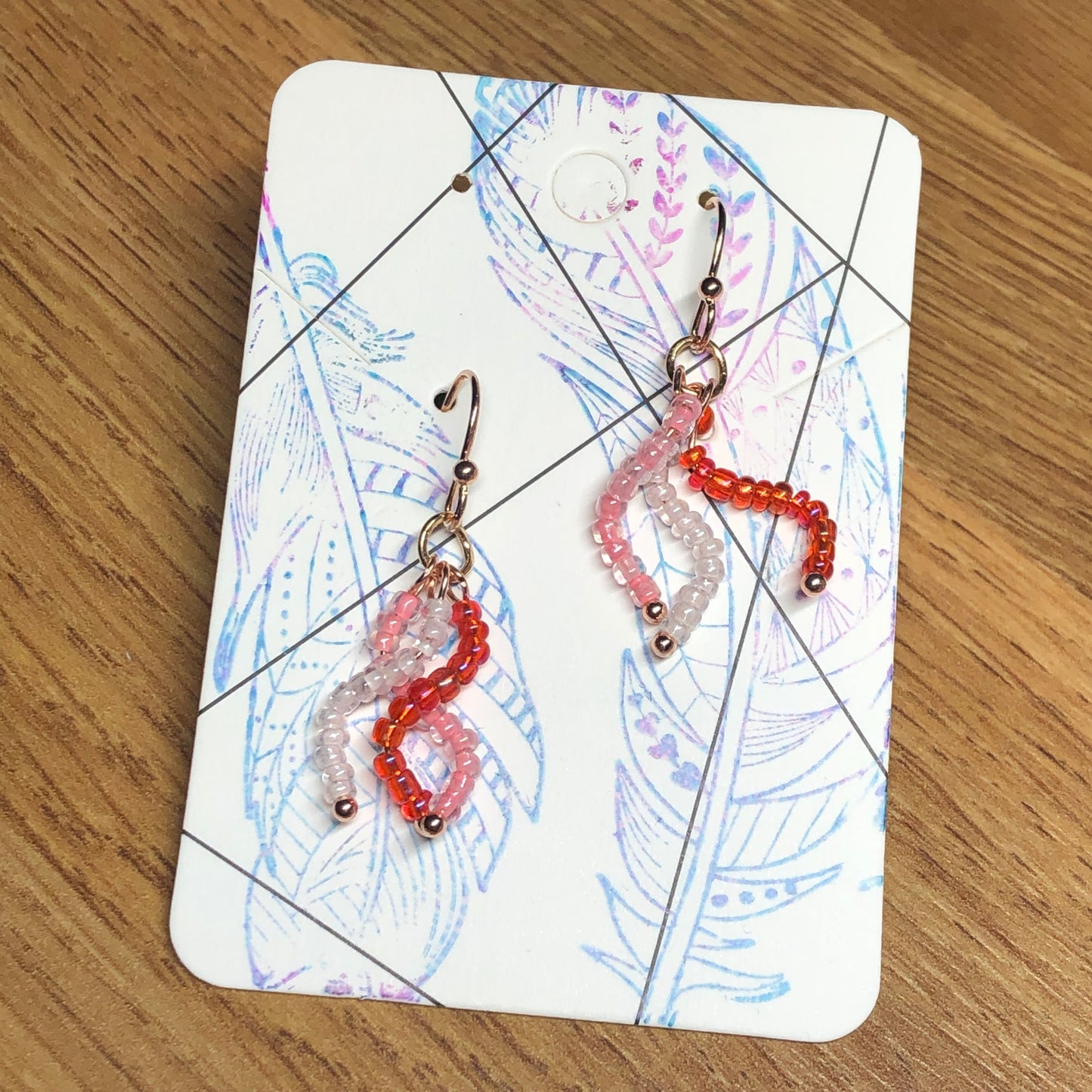 Wiggle It -red seed bead glass earrings