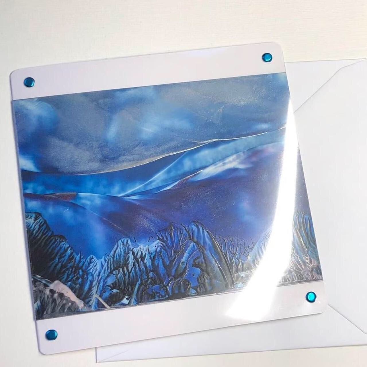 Seascape - Encaustic art wax cavern painting greeting card art