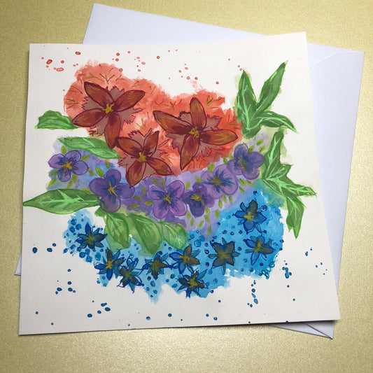 Colourful flower watercolour greeting card