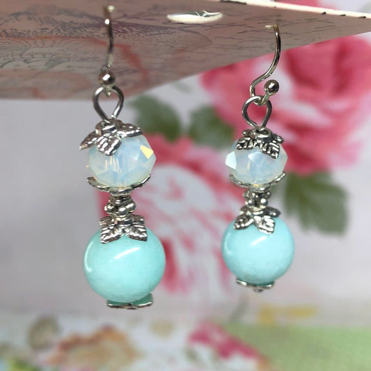 Aquamarine and Opalite earrings