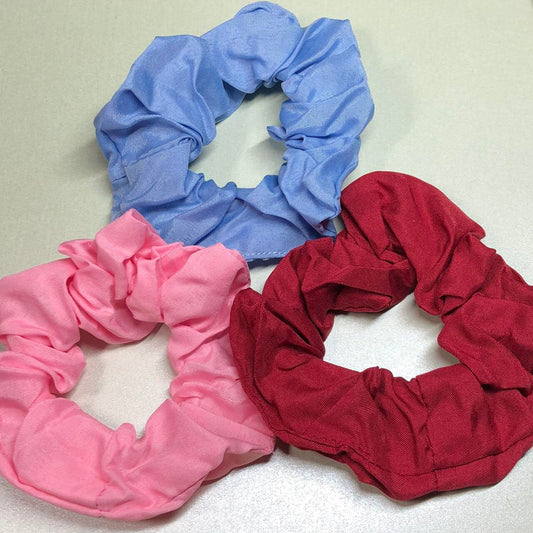 Red pink blue hair scrunchie set
