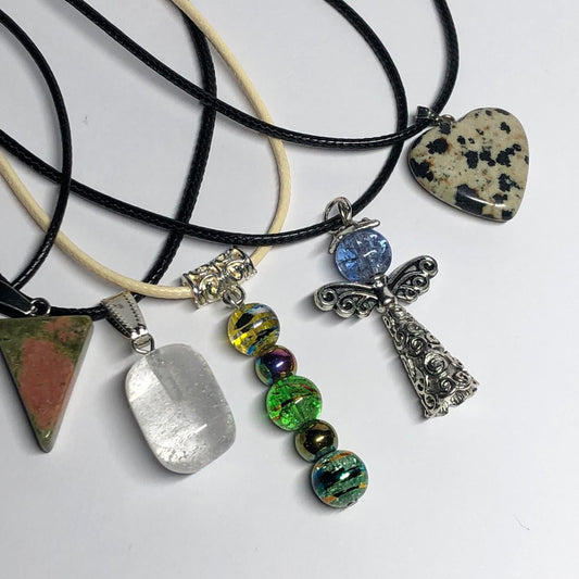 Five handmade cord necklace bundle
