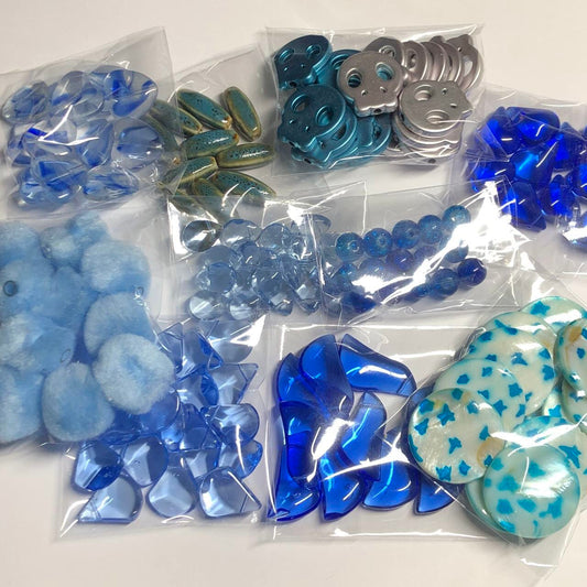 Ten blue packs jewellery making beads