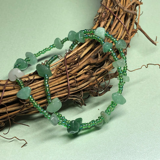 Aventurine and seed bead necklace