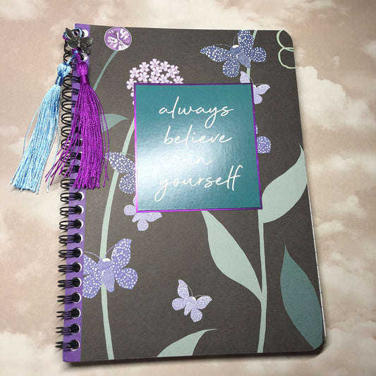 Upcycled hand decorated notebook - Believe