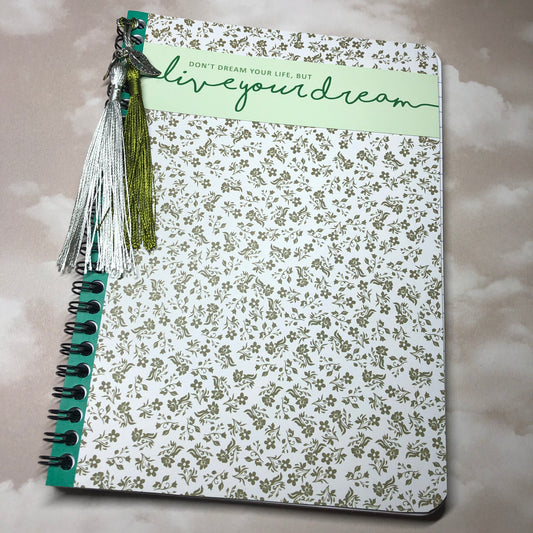 Hand decorated upcycled journal notebook - Live