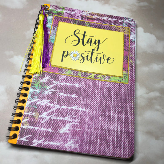 Upcycled hand decorated journal - Positive