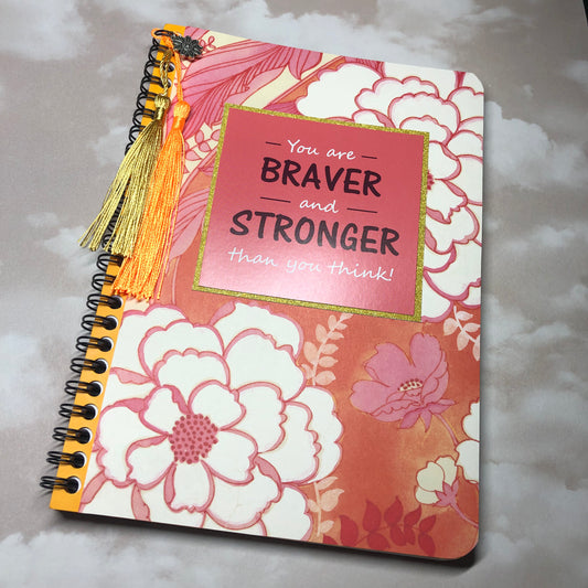 Hand decorated upcycled notebook - Stronger