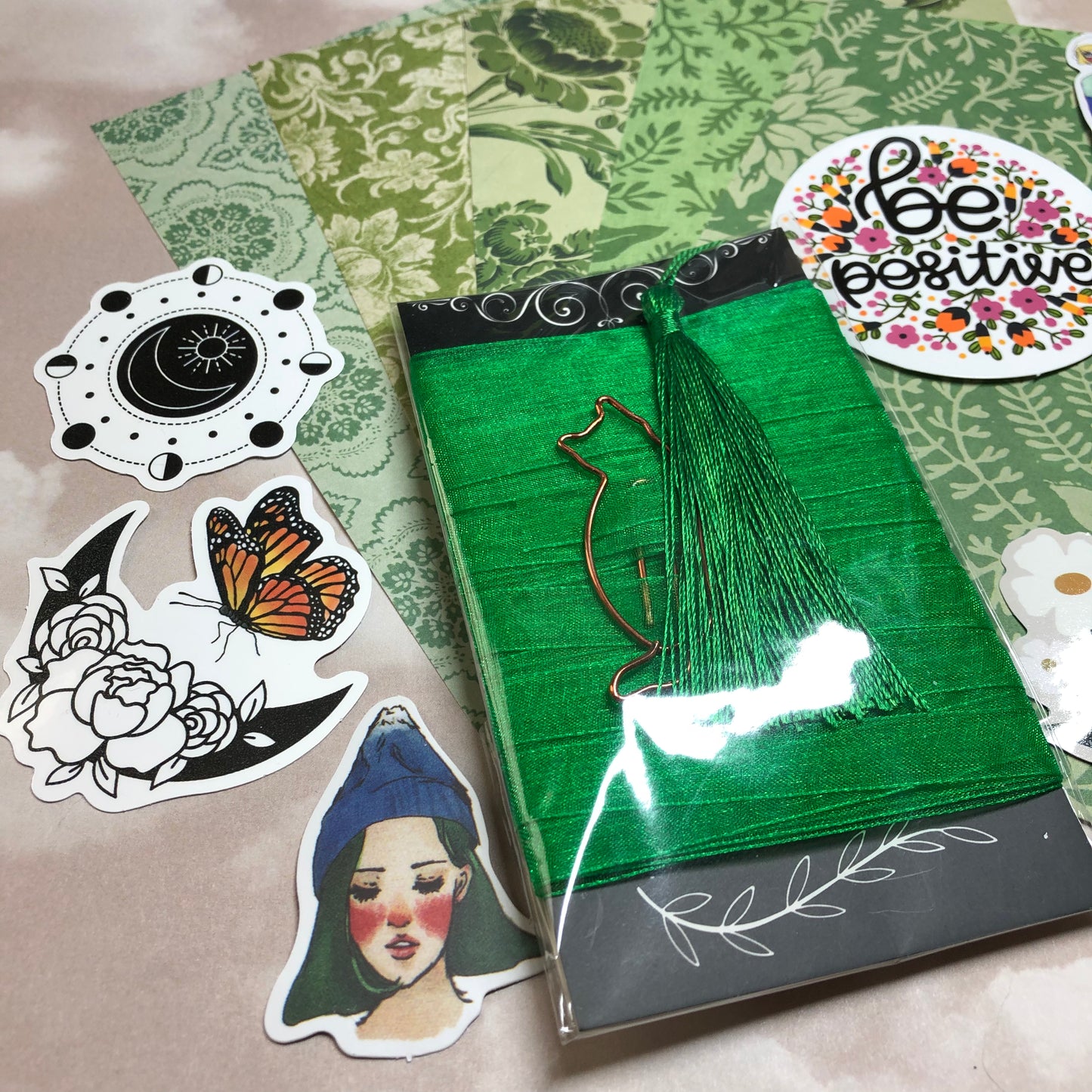 Stickers and ribbon craft pack 2m