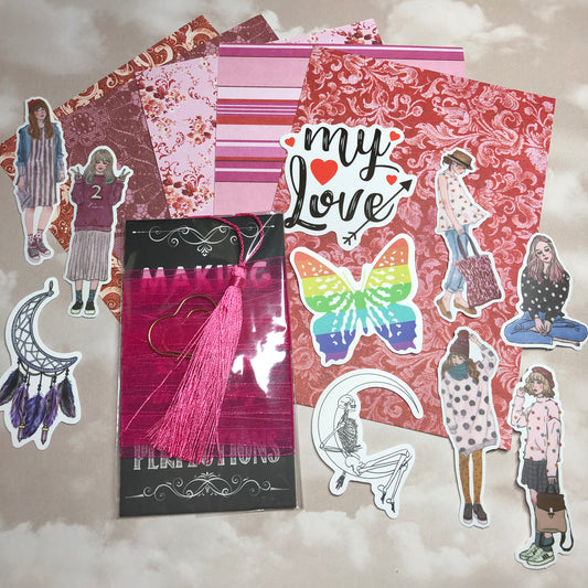 Stickers and ribbon journal pack