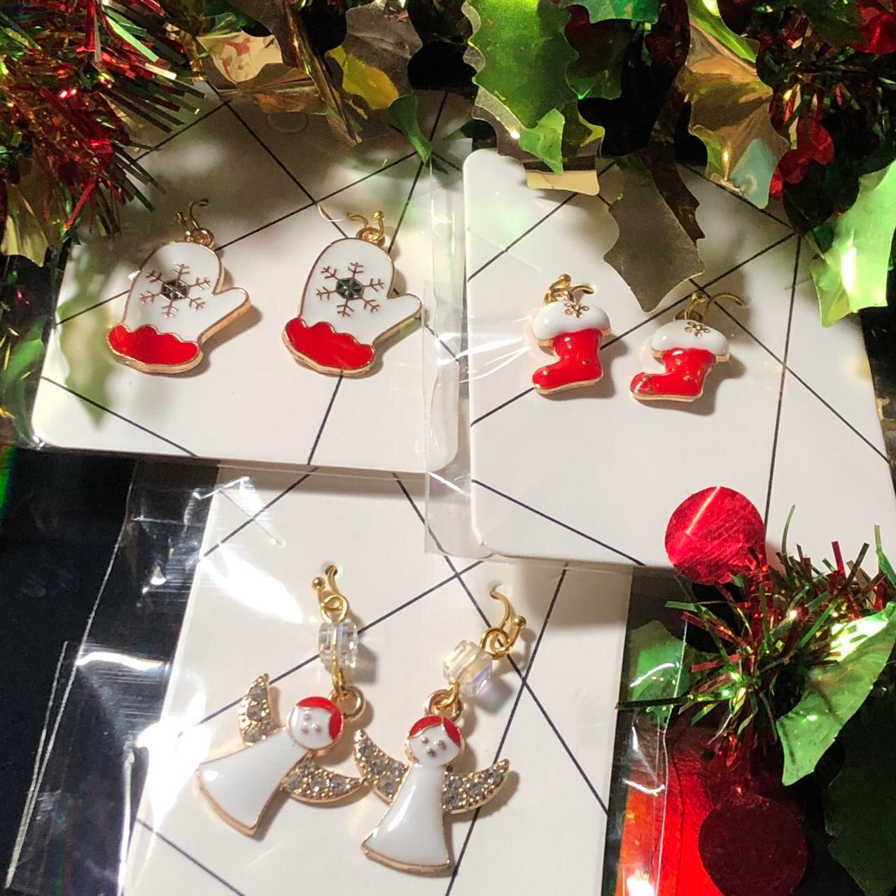 Blitzen - Three pairs Christmas earrings Mittens, Boots and Angels