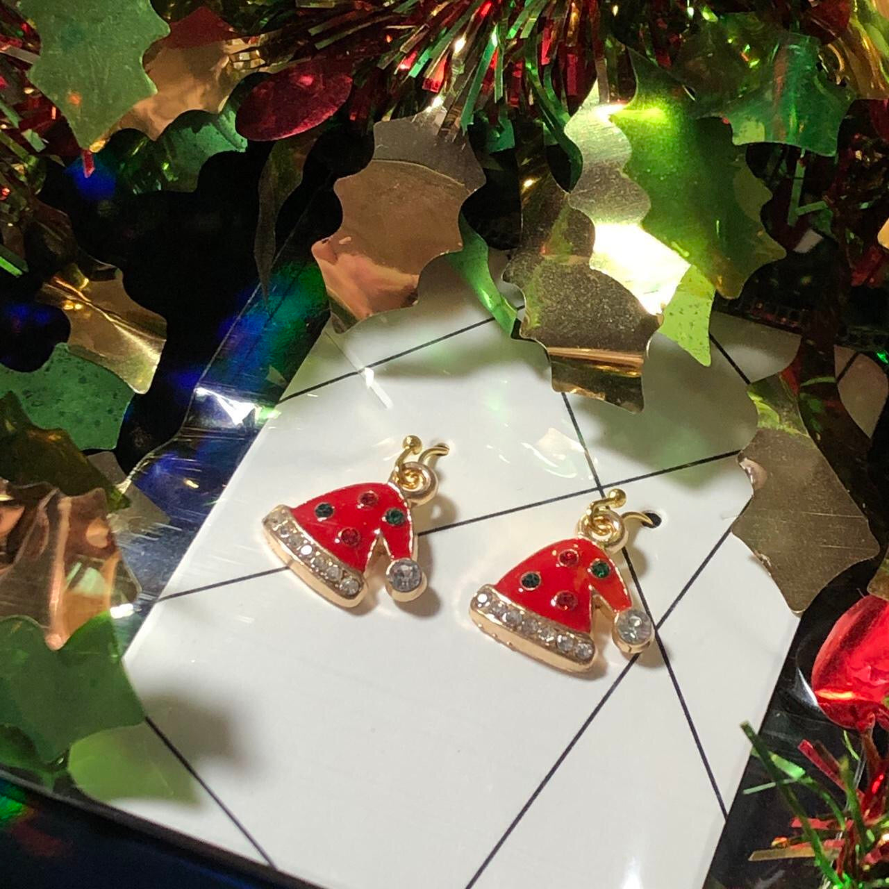 Vixen - Three pairs Christmas earrings bells, hats and snowflakes