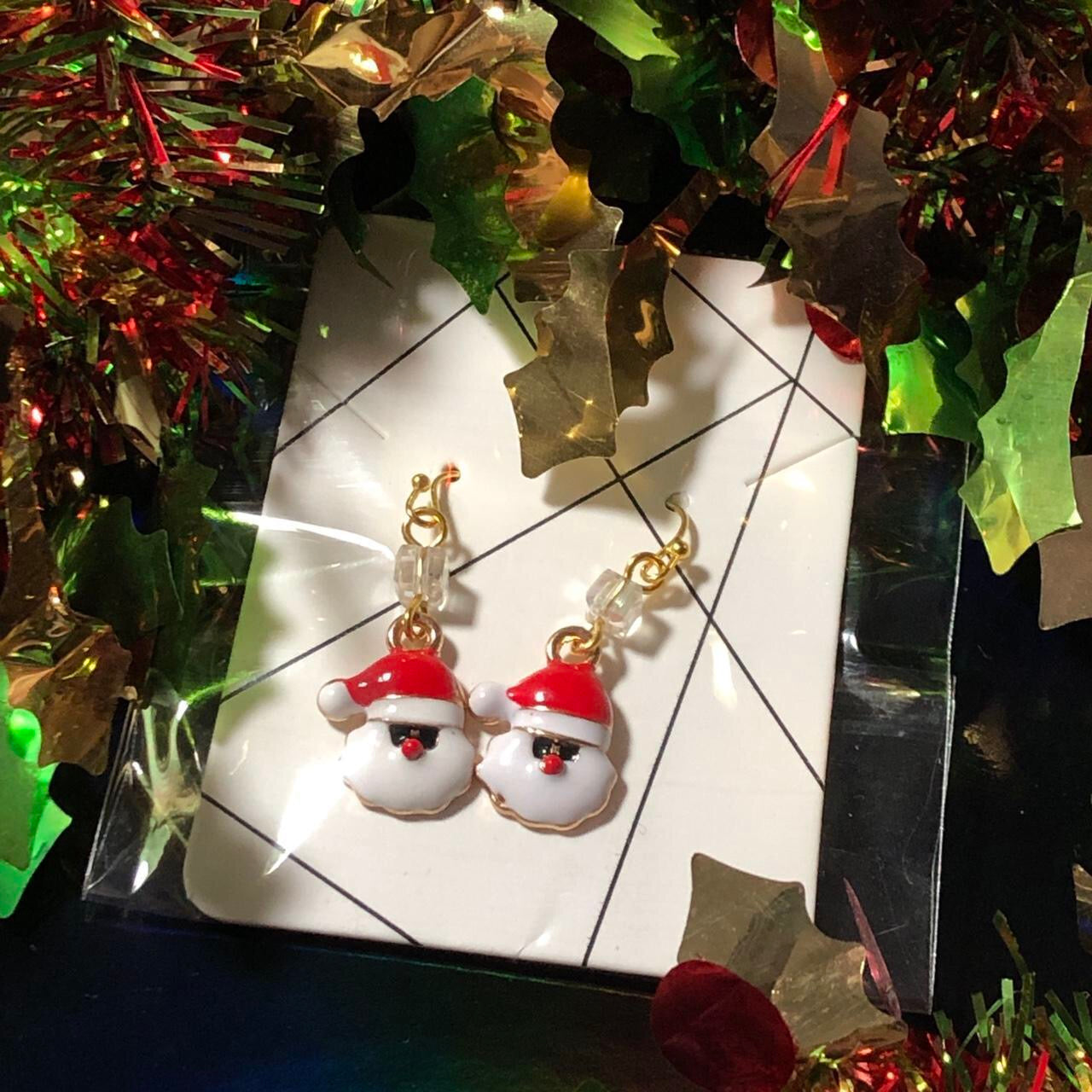 Comet - Three pairs Christmas earrings Santas, wreaths and gifts