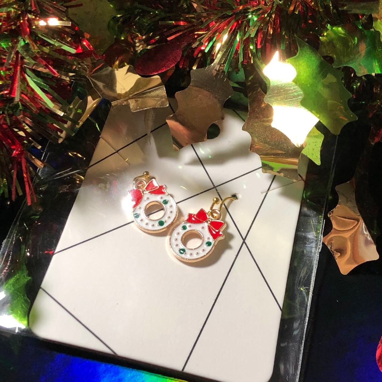 Tannebaum - Three pairs Christmas earrings candy canes, trees and wreaths