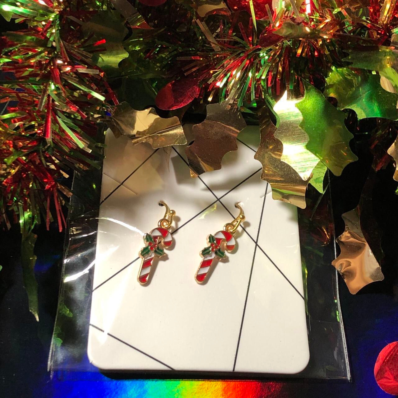 Tannebaum - Three pairs Christmas earrings candy canes, trees and wreaths