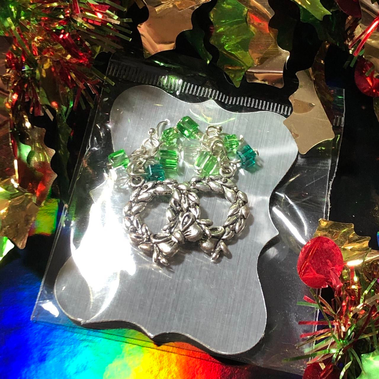 Neige - Three pairs Christmas earrings candy canes, snowflakes and wreaths