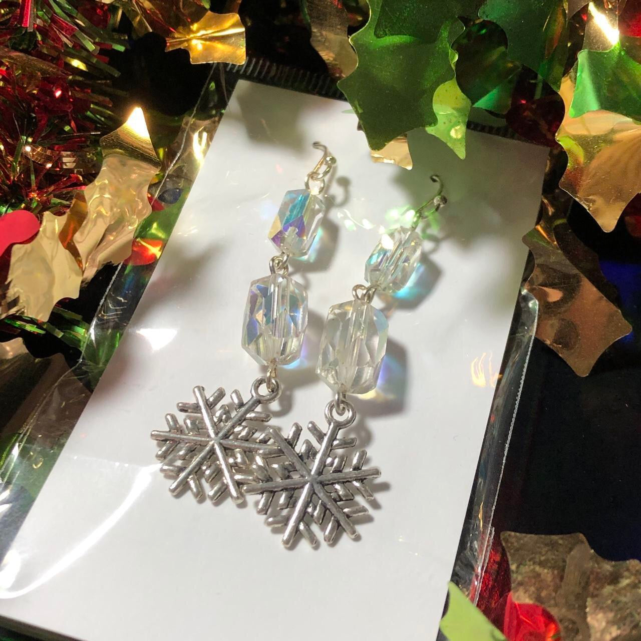 Schnee - Three pairs Christmas earrings boots, Santa and snowflakes