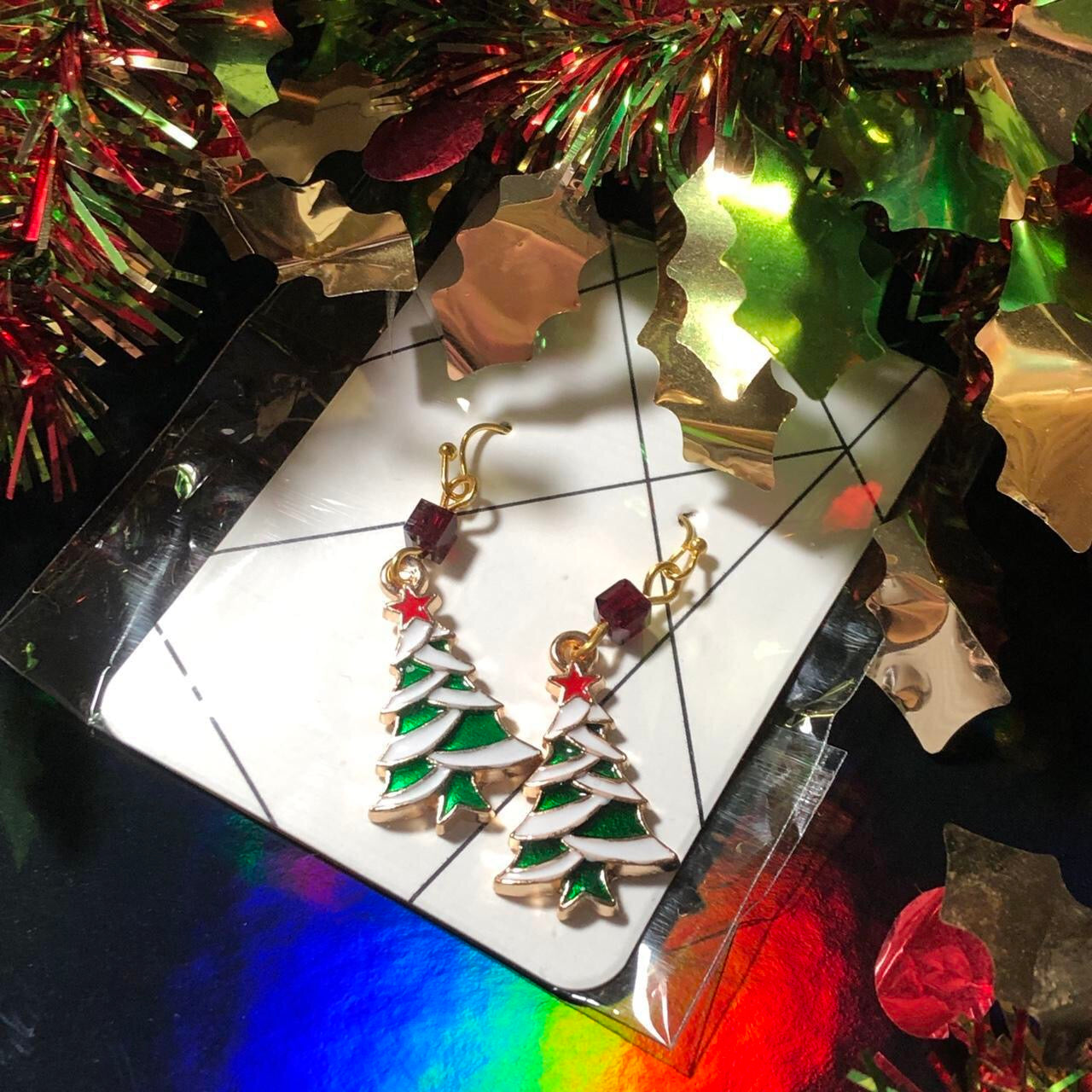 Nevicare - Three pairs Christmas earrings trees, reindeer and Noel