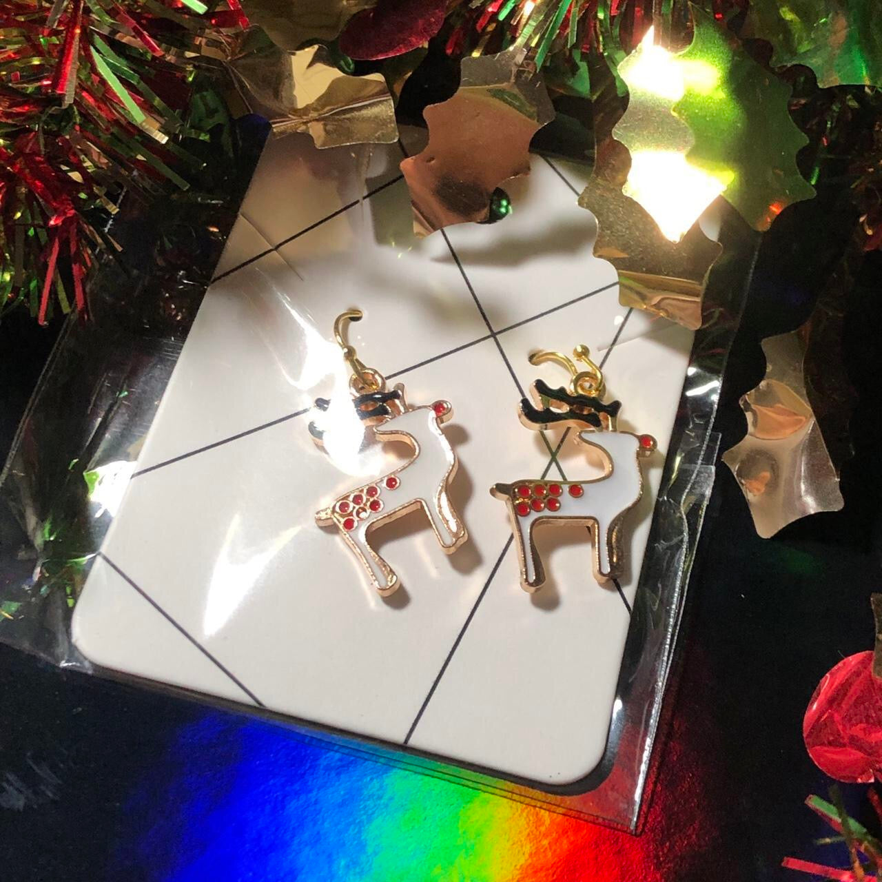 Nevicare - Three pairs Christmas earrings trees, reindeer and Noel