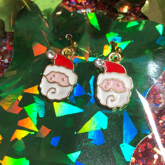 Cute Santa Christmas enamel earrings