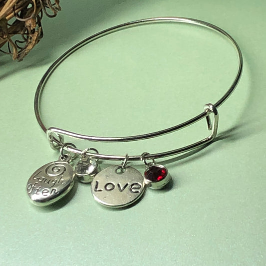 Laugh often Love much expandable bangle