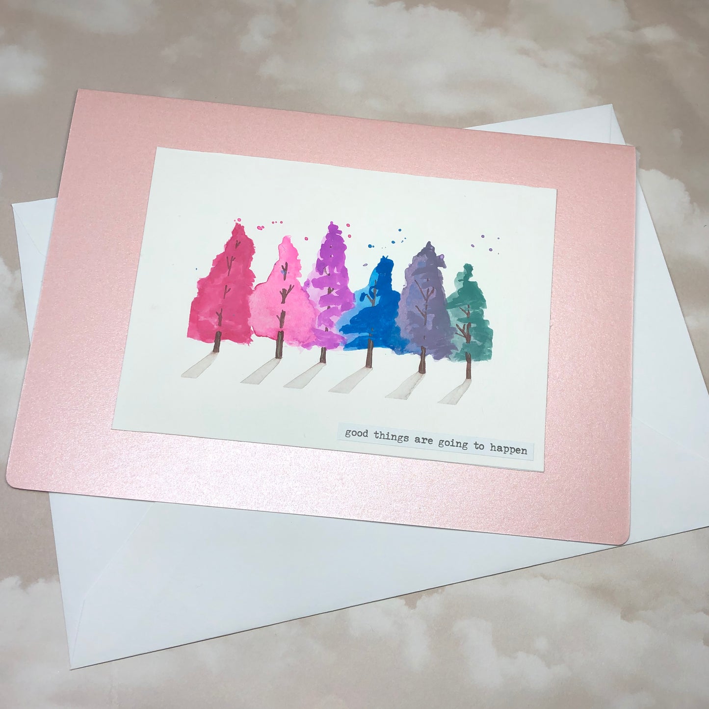 Vibrant tree watercolour greeting card