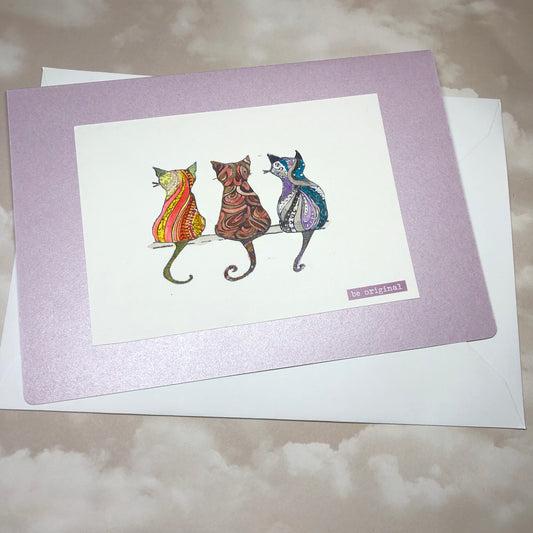 Cat painted watercolour greeting card