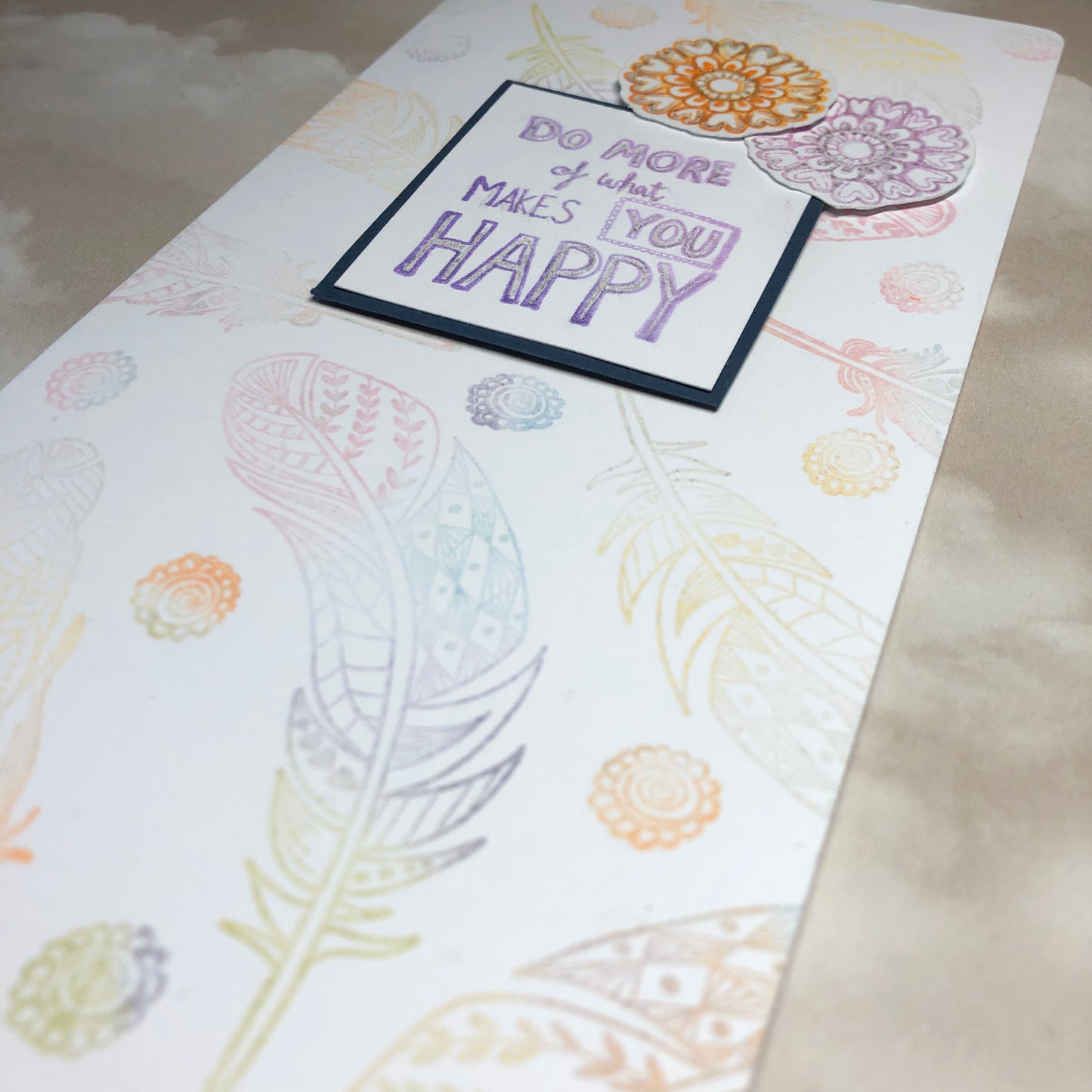 Rainbow feather DL greeting card