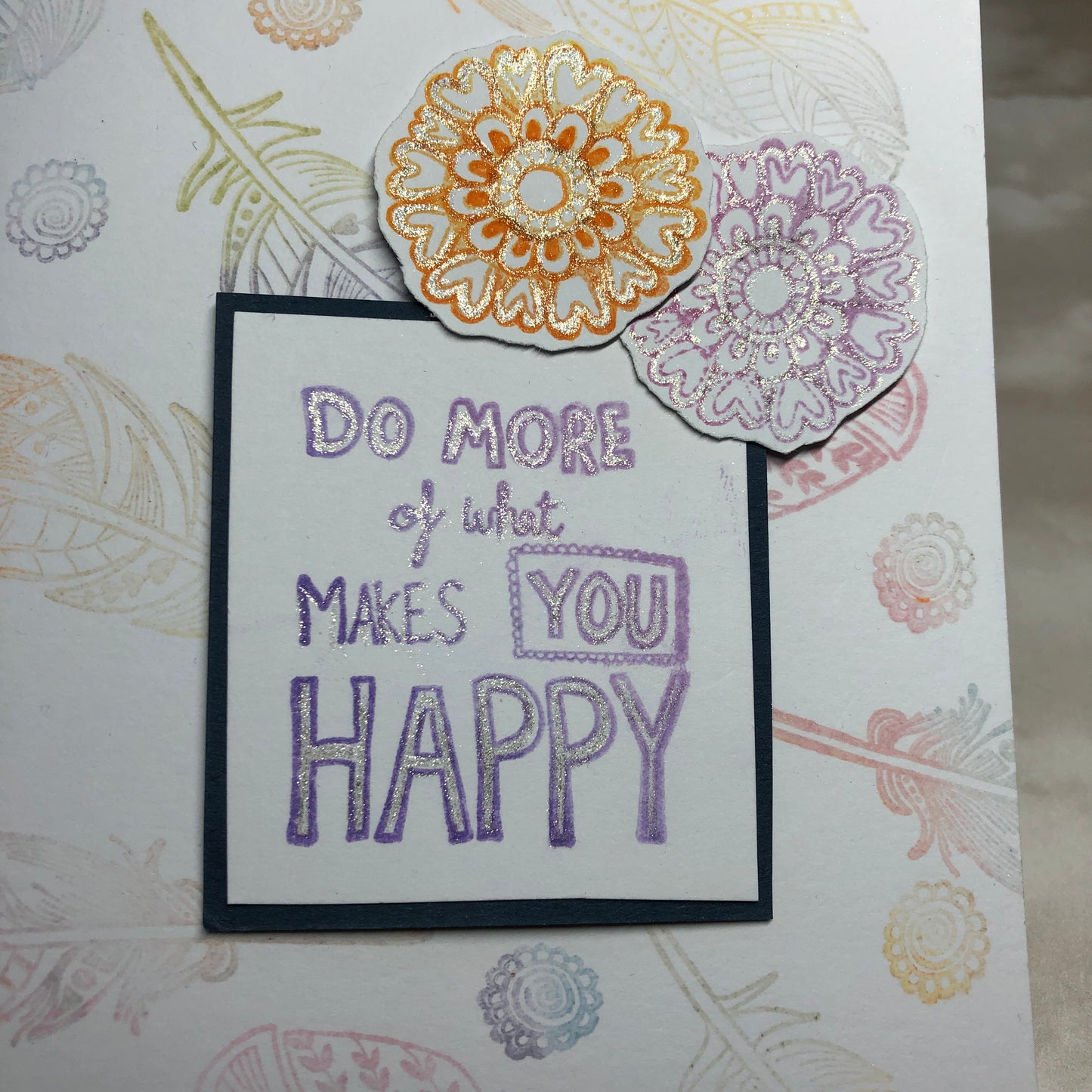 Rainbow feather DL greeting card